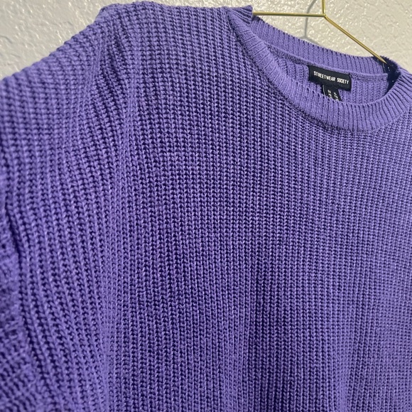 Women’s Short Sweater, Streetwear Society, Purple, Round Neck, Size XL - Picture 10 of 15